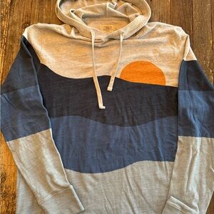 Faherty Sun and Waves Gray, Navy, Orange graphic Hoodie